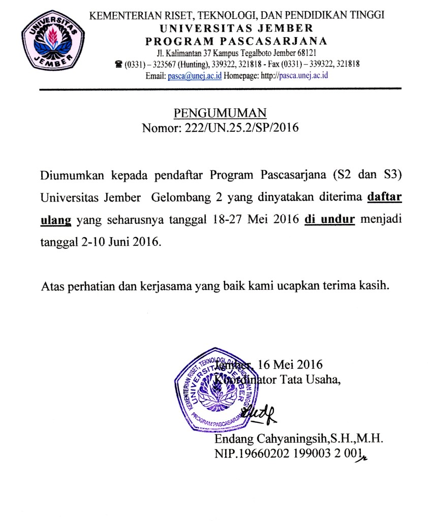 Tunda daftar ulang gel 2