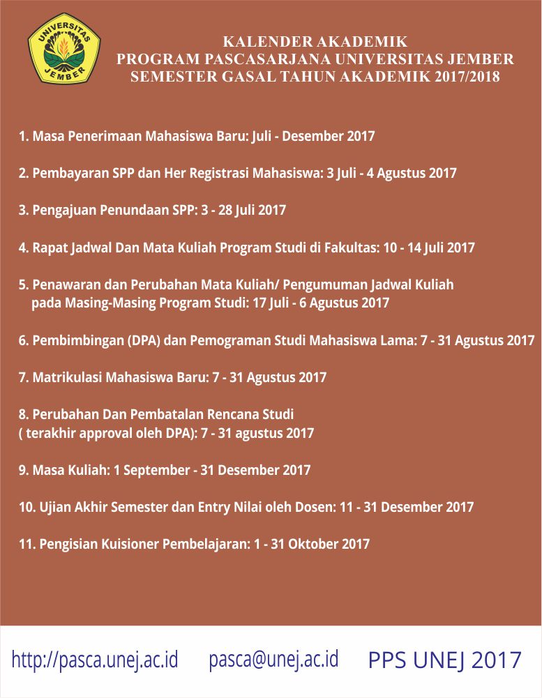 Kalender Akademik PPS UNEJ-gasal 1718