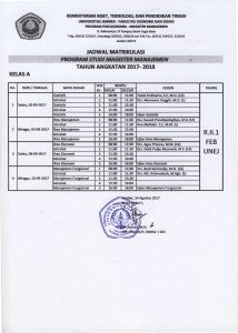 jadwal matrikulasi manajemen